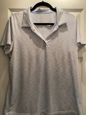 Light Blue & White Short-Sleeve Polo Shirt